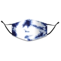 Detail of tie-dye cotton face mask with adjustable elastic ear loops and blue patterns - One Size / Blue Tie-dye Pattern (2)