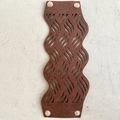Close-up of dark brown leather bracelet featuring wavy hollow-out design and metal snaps - Wave Hollow Style (1)
