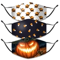 Pack de 3 mascarillas de algodón de Halloween con calabaza, gato negro y caramelos - Talla única / Estilo Gato Negro Caramelo Y Calabaza