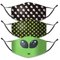 Vista detallada de mascarillas de algodón de tres capas con estampados de calavera - Talla única / Estilo Calavera Lunares Y Alienígena