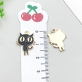 Enamel black cat pendant in gold alloy with yellow eyes for DIY jewelry making - Black Cat (11026)