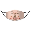 Detail der Blumenmaske mit verstellbaren schwarzen Ohrschlaufen und rosa Stoffgewebe - Einheitsgröße / Stil 2 (Symmetrischer Ranken Blumen Gesichtsdruck)