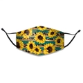 Washable sunflower and leopard print face mask with adjustable black ear loops - Sunflower Leopard Stripe Style (2)