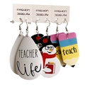 PU leather teardrop earring set with teacher theme and festive snowman designs - Teacher Snowman Pencil Theme Set (1)