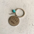 Silver Western keychain with turquoise bead, feather pendant and SOAR engraved metal disc - Soar Feather Style (3)