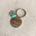 Western turquoise sunflower keychain with silver wander engraved tag and arrow charm - Wander Arrow Style (2)