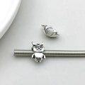 Vintage silver owl charm bead for DIY bracelets featuring detailed antique finish - Owl Style (11416) / 1 Piece/Pack (9*14mm) / Antique Silver