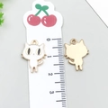 White enamel cartoon cat alloy pendant for DIY bracelets with gold-plated finish - White Cat (11949)