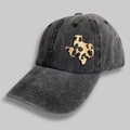 Cappellino baseball nero lavato vintage con toppa mappa del Texas a stampa leopardata - Stile Mappa del Texas Leopardato (1)