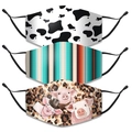 Lot de masques en coton triple épaisseur avec motifs vache, rayures et porcs cartoon - Taille unique / Combinaison de trois imprimés (4939219687323)