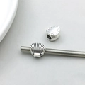 Antique silver starfish shell bead charm with textured finish for DIY jewelry - Shell Style (11419) / 1 Piece (11*11mm) / Antique Silver