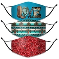 Pack de tres mascarillas de algodón estilo western con gráficos love y estampado paisley - Talla única / Juego de patrones variados