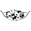 Masque facial lavable en coton à 3 couches avec imprimé vache et boucles réglables - Taille unique / Style imprimé vache noir et blanc (4980499171569)