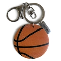Llavero de baloncesto de cuero con anillo de metal y placa grabada de Dream - Estilo de Baloncesto Naranja
