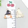 Cartoon witch enamel pendant in black and orange for DIY jewelry making and crafts - Halloween Wizard (14001)