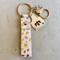 Western style leopard print leather keychain with metal thunderbird tag and turquoise bead - Leopard Print Thunderbird Style (4937061546908)