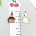 Enamel alloy Halloween haunted house charm with black and orange finish for DIY jewelry - Halloween Castle (14002)