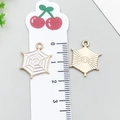 Golden spider web alloy charm with white enamel and 20mm measurement scale - Halloween Spider Web (14008)