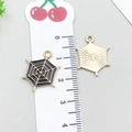 Spider web alloy pendant with black drip oil finish and gold metallic back for DIY jewelry - Halloween Spider Web (14009)