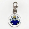 Porte-clés en acrylique avec motif de base-balleur crâne et fermoir mousqueton argenté - Style Squelette Joueur de Baseball