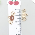 Cartoon spider jewelry pendant with brown enamel face and gold alloy backing - Halloween Spider (14012)