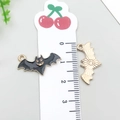 Halloween bat alloy pendant with black enamel finish and gold edges for jewelry making - Halloween Bat (14015)