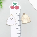 Cute ghost enamel pendant for DIY jewelry, front and back view with size scale - Halloween Ghost (15128)
