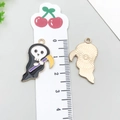 Grim Reaper enamel charm for DIY jewelry making in black, purple and gold tones - Halloween Reaper (15131)