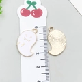 Ghost charm for DIY jewelry, white enamel alloy pendant showing front and back - Halloween Little Ghost (15132)