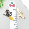 Halloween black cat on broom enamel alloy pendant for DIY jewelry making - Cat on Flying Broom (15137)