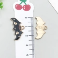 Gothic black bat alloy charm for DIY jewelry making with white ghost and star pattern - Halloween Bat (15388)
