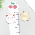 Cartoon poro monster enamel charm in white and gold for DIY jewelry making - Poro Style Ghost (15389)