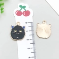 Black enamel monster alloy pendant for DIY jewelry making with blue horns and gold back - Halloween Ghost (15390)
