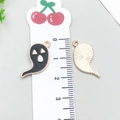 Halloween ghost alloy charms with black drip oil finish and gold metal back details - Halloween Ghost (19509)