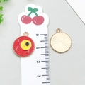 Creepy red eyeball enamel alloy charm with sunburst texture on reverse for DIY jewelry - Halloween Eyeball (19514)