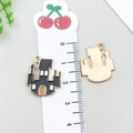 Castle pendant charm in black enamel and gold finish for DIY jewelry making - Halloween Castle (19521)