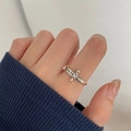 Anillo de plata vintage con diseño de nudo y textura retro para un estilo minimalista - Abierto Ajustable / Nudo de Una Sola Línea (1313)