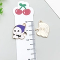 Golden Halloween reaper charm pendant for DIY bracelets with purple enamel finish - Halloween Reaper with Scythe (19525)