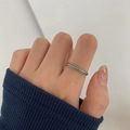 Anillo de plata vintage con textura tejida estilo antiguo para mujer en el dedo índice - Abierto Ajustable / Tejido de Una Sola Línea (1315)