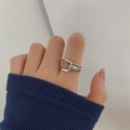 Anillo de plata envejecida de múltiples hilos con textura de cuerda anudada en el dedo - Abierto Ajustable / Anillo de Nudos Multicapa (542)