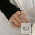 Anillo ajustable abierto minimalista de doble capa irregular en plata de ley S925 - Abierto Ajustable / Anillo en Forma de Onda (403)
