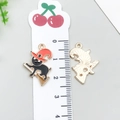 Halloween witch cat enamel pendant on gold broomstick with 2.5cm measurement scale - Halloween Cat on Broom (19529)