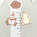 Christmas snowman enamel alloy pendant for DIY jewelry making with gold-tone finish - White Christmas Snowman (19570)