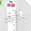 Halloween skull and crossbones enamel pendant in white and gold for DIY jewelry - Halloween Skull (19535)
