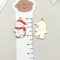 Christmas snowman enamel charm in red and white with gold metal back and size measurement - White Christmas Skiing Snowman (19573)