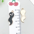 Ghost Halloween alloy charm 3.1cm black enamel front and gold metal back detail - Halloween Devil Ghost (19540)
