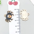 Funny black crab oil drop alloy pendant for DIY bracelets showing size at 2.1x2.5cm - Halloween Spider (19548)