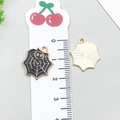 Halloween spider web alloy enamel pendant in black and gold for DIY jewelry making - Halloween Spider Web (19549)