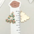 Christmas tree enamel pendant charm with gold metal backing and colorful holiday details - Green Christmas Tree (19593)