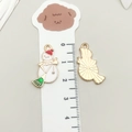 Christmas snowman enamel pendant for DIY jewelry making with gold-tone back finish - White Christmas Sweeping Snowman (19594)